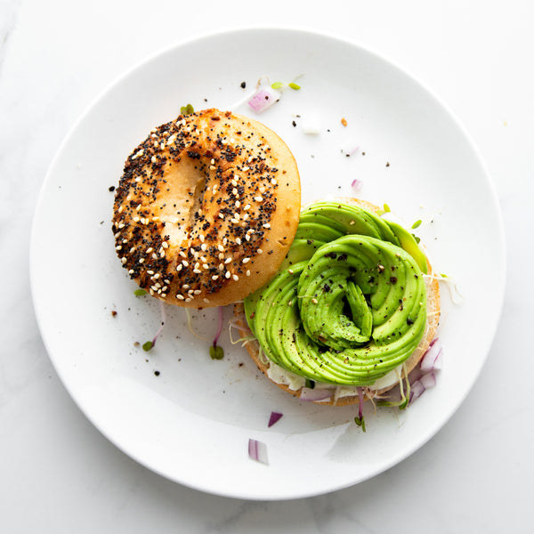 Avo Rose on Toasted Everything Pagel - Bedrock Bakers