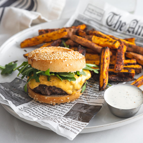 Plant Based Patty on Sesame Pagel - Bedrock Bakers