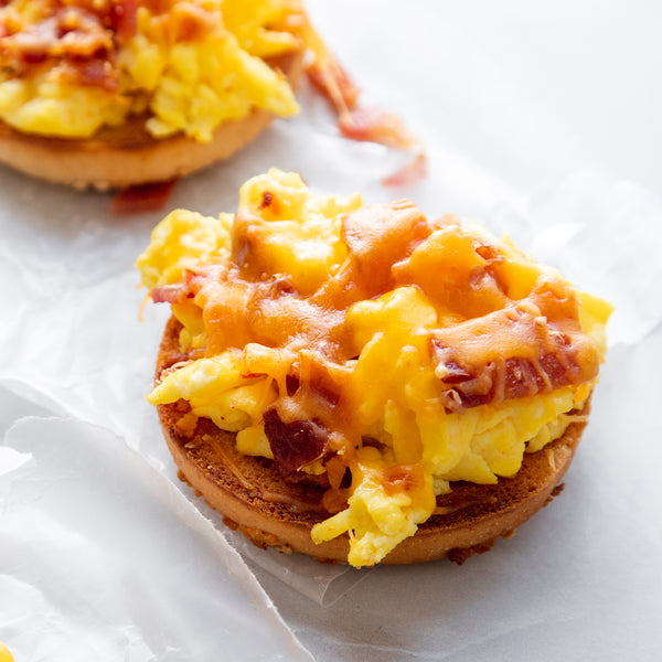 Bacon 'N Egg Scramble Topped Pagel - Bedrock Bakers