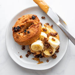 PB&Bananna Cinnamon Raisin Pagel Sandwich