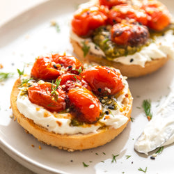 Roasted Garlic Tomatoes & Pesto on Sesame Pagel