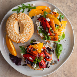 Roasted Peppers & Heirloom Tomato Pagels