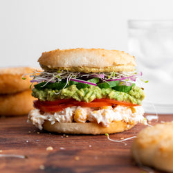 Vegan Veggie Sandwich on Toasted Sesame Pagel